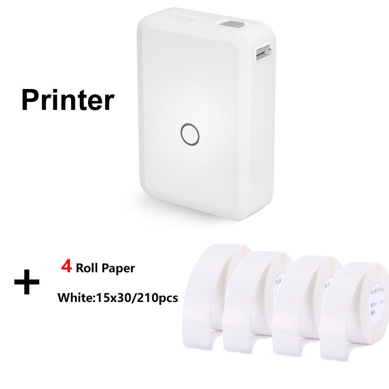 Niimbot D11 D110 Label Printer Mini Draagbare Pocket Geen Inkt Label Maker Voor Mobiele Telefoon Home Office Gebruik Print Met naam: add 4rolls 15x30