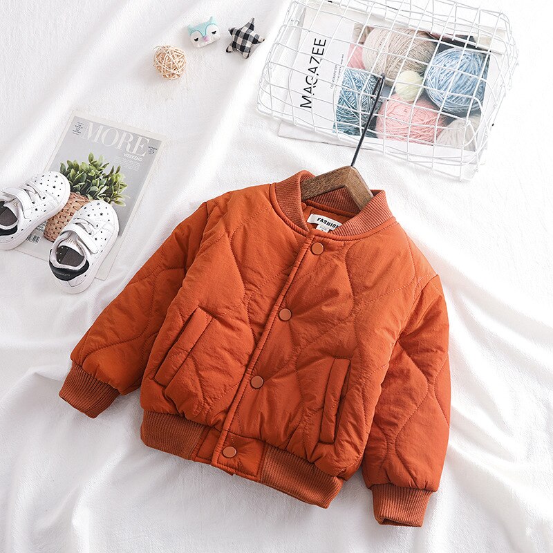 2 3 4 5 T Peuter Jongens Winter Jassen Baby Dikke Donsjack Casual Solid Warm Jassen Voor jongen Kind Baby Katoen Uitloper: Oranje / 24M