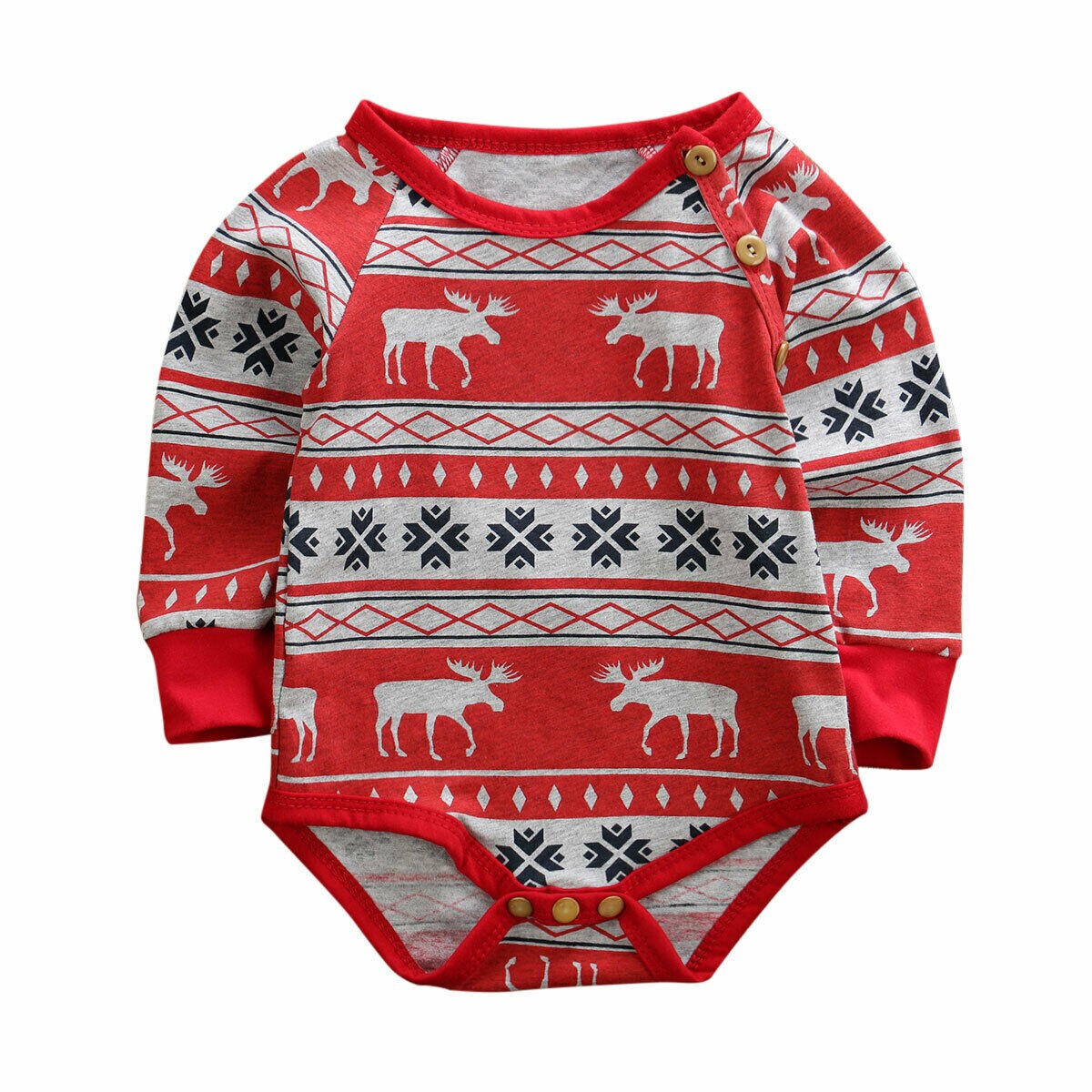 bebé primavera otoño ropa bebé niña Navidad algodón manga larga mono Navidad mono ropa ciervos trajes con motivo de ciervo: Rojo / 18 meses