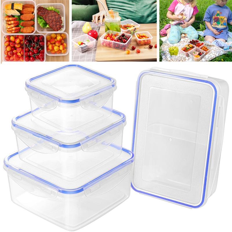 4PCS Transparent Simple Food Storage Containers Set for Home Store Restaurant Four piece plastic food preservation box