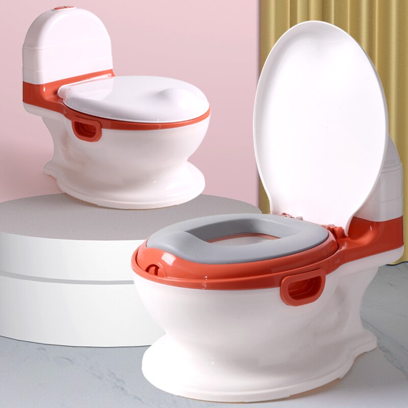 6 Months To 8 Years Simulated Toilet Portable Children's Potty Baby Potty Training Girls Boy Kids Newborns Toilet: red PU cushion