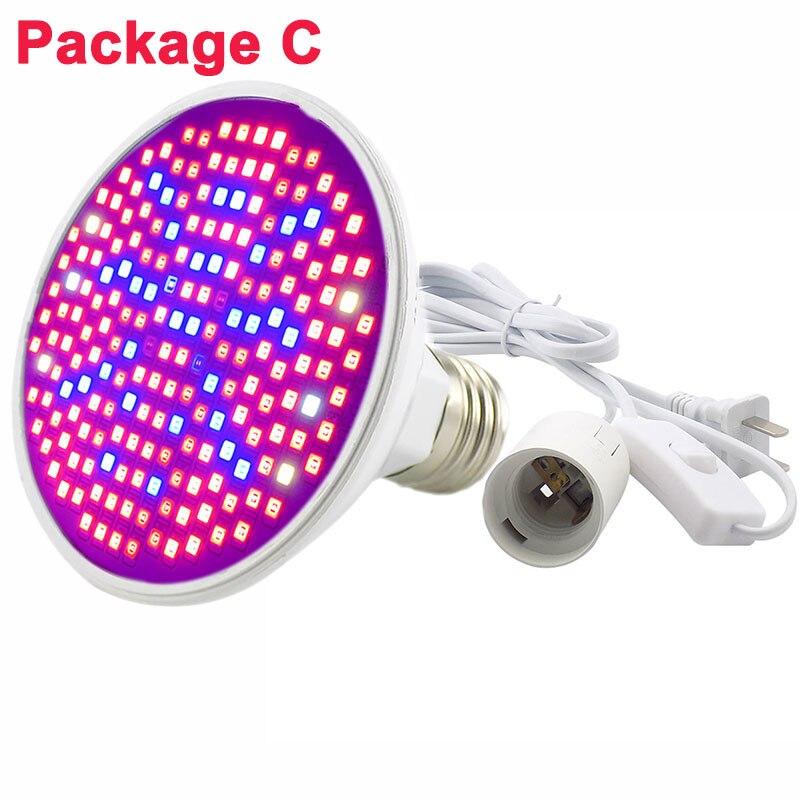 Led planten kweeklamp kweektent volledig spectrum bloem 200 uv ir kamer  e27 lamp clip lamp dubbel voor indoor kweekkast hydro: Lamp en netsnoer / Eu