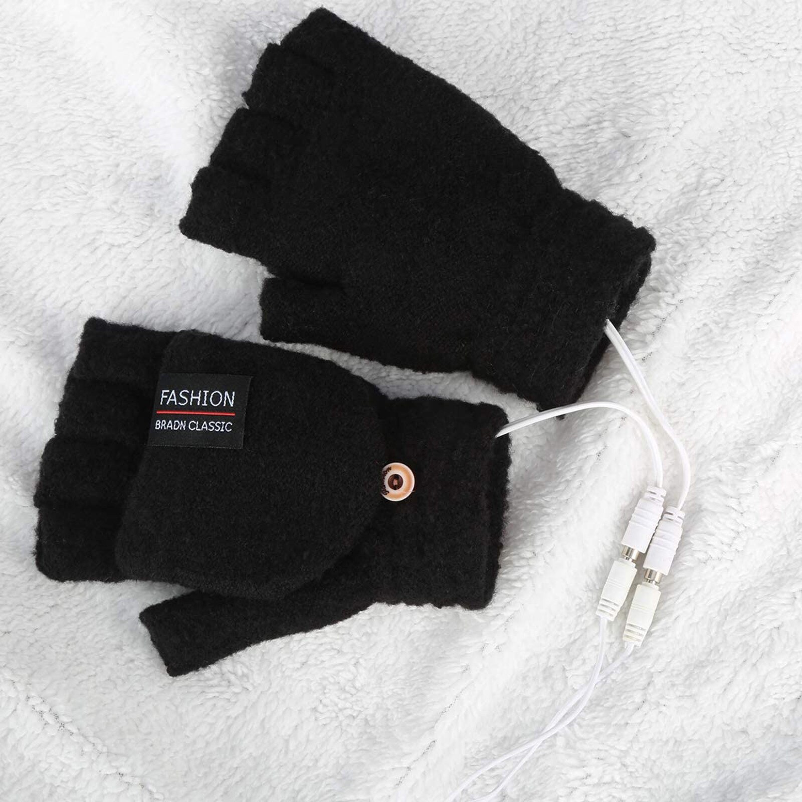 Guantes de invierno para ordenador portátil para hombre y mujer, guantes calefactables con USB, de punto cálido, para invierno
