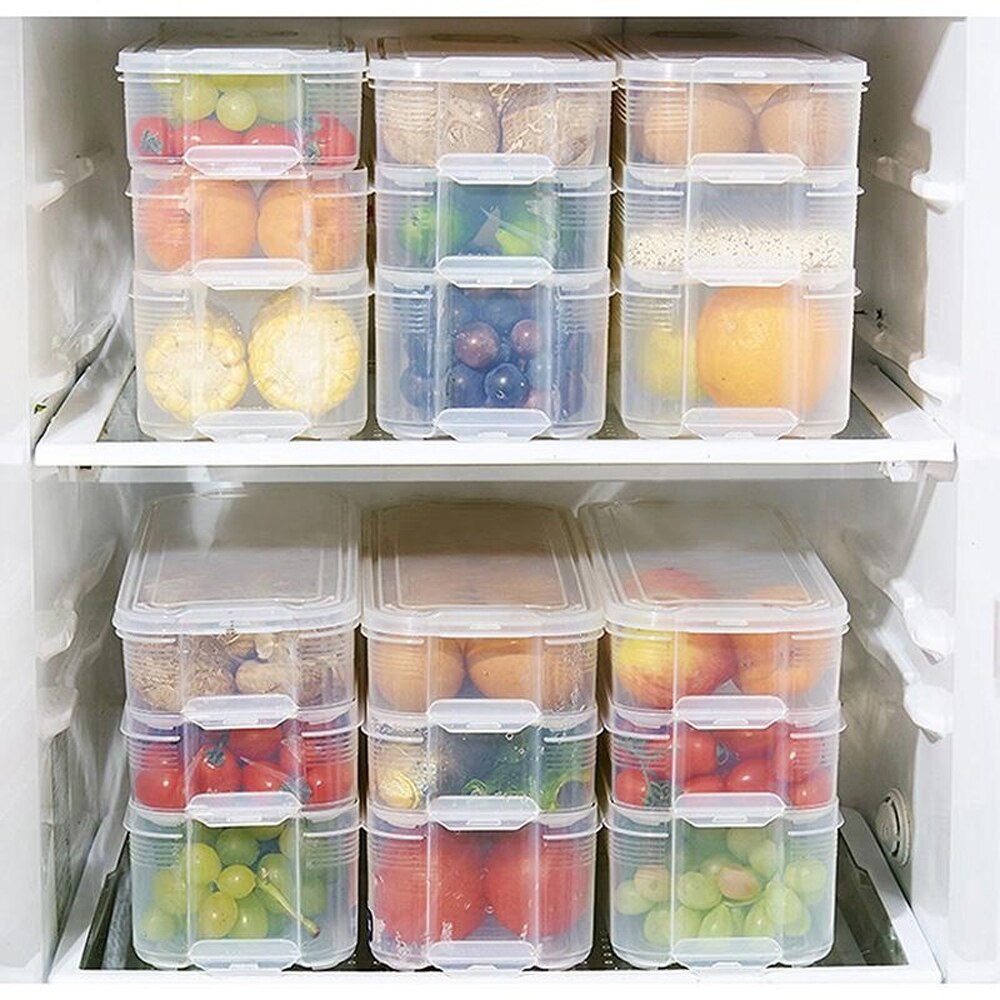 Refrigerator Food Storage Bins Food Containers with Lid for Kitchen Fridge Cabinet Freezer Storage Box Organizer