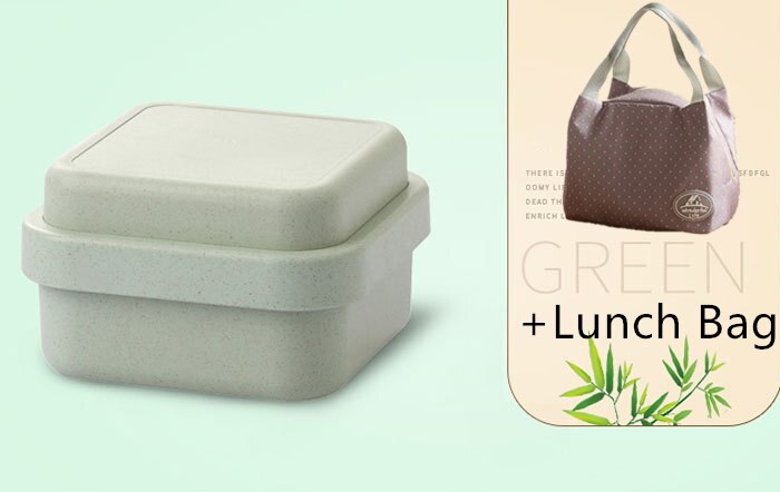 Fiambrera de doble capa de fibra de bambú, vajilla creativa multifunción, Verde, accesorios de cocina, fiambrera de microondas: Green-bag