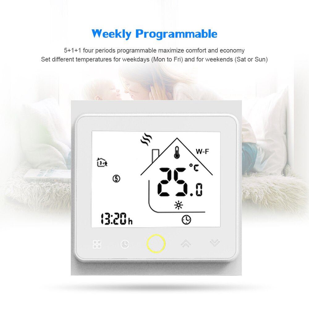 WiFi Smart Thermostat Home Programmable Temperature Controller for Water Floor Heating APP Voice Control Tuya ZigBee Gateway