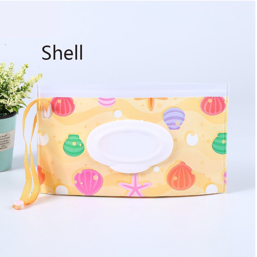 Lätt att bära snäpprem portabel baby våtservetter box våtservetter behållare miljövänlig clamshell kosmetiska rengöringsservetter fodral: Skal