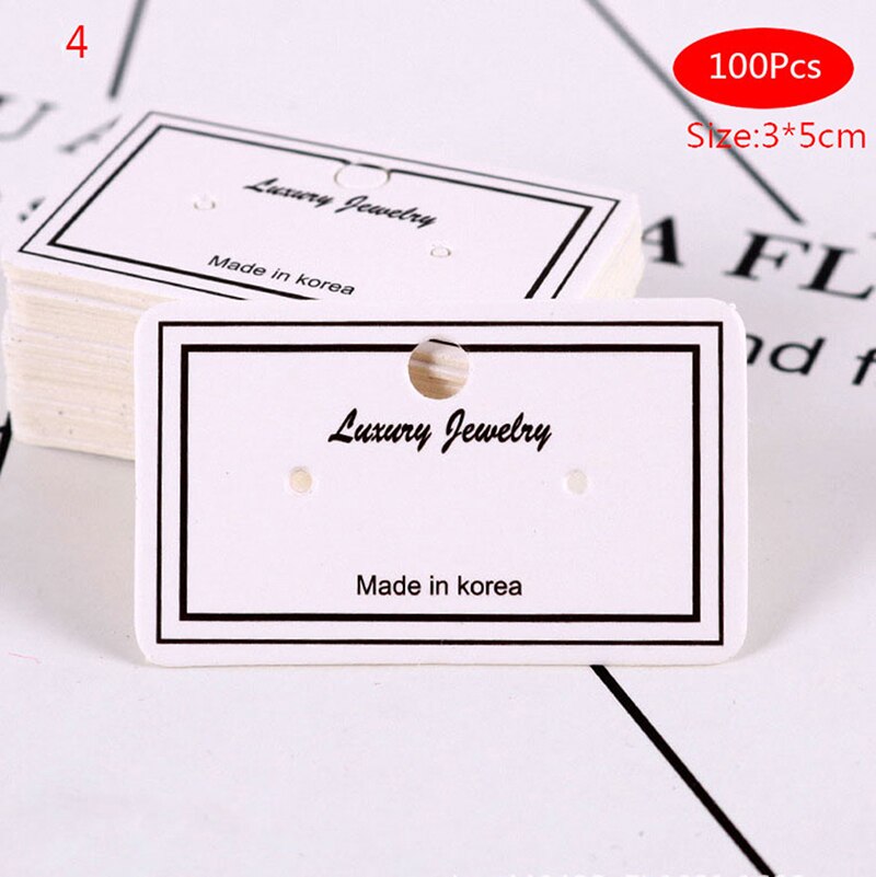 100Pcs Earrings Pack Kraft Paper Ear Studs Card Hang Tag Label Luggage Wedding Note DIY Blank Price Name Hang Tag Craft: N4