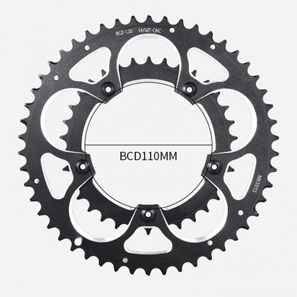 2Pcs/Set 34/50T Biking Chainring Tooth Profile High Strength Aluminum Alloy Hollow Mountain Bike Crankset for Road Bikes