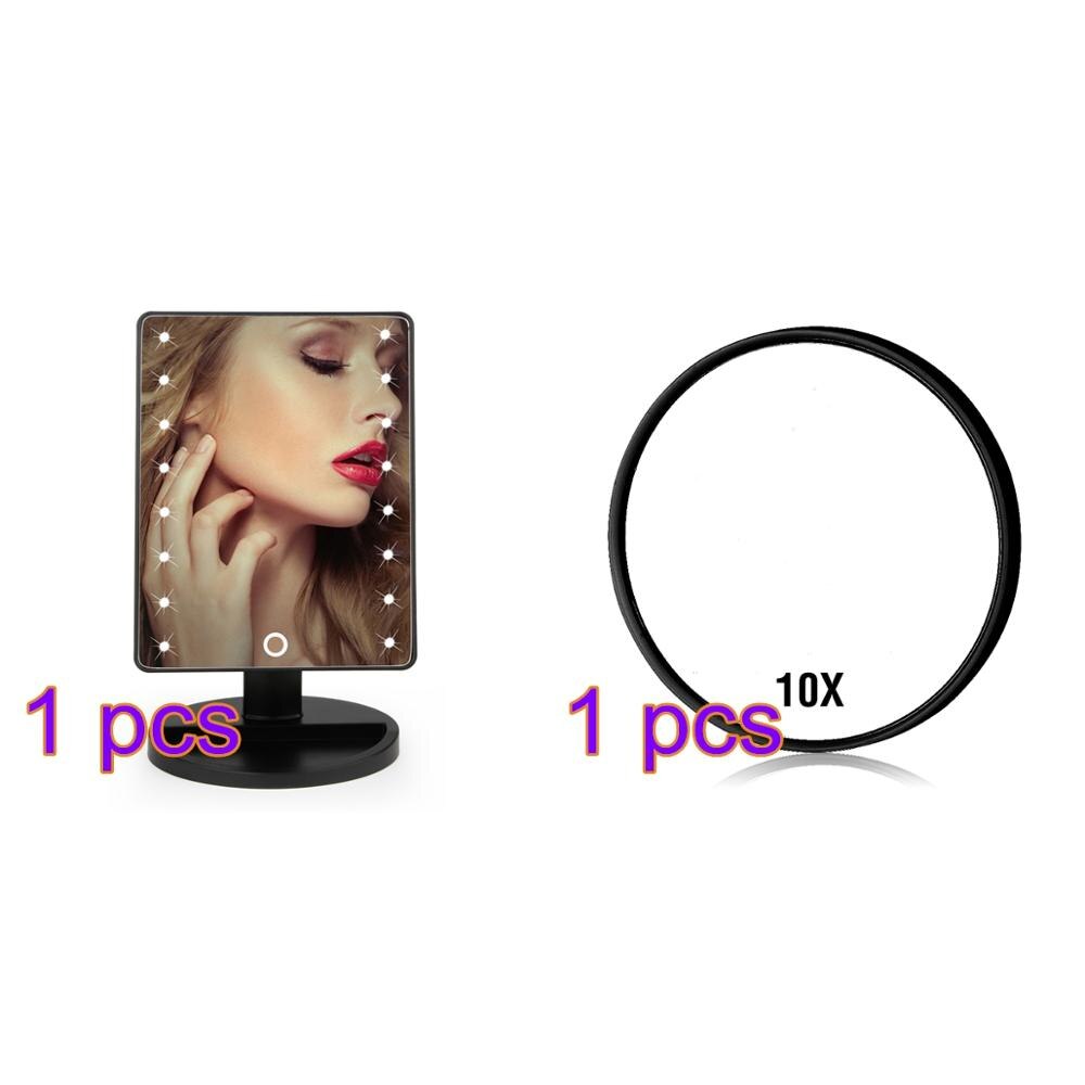 22 LED Lights Touch Screen Adjustable 180 Degree Rotation Makeup Mirror 1X 10X Magnifying Mirrors Vanity 16 Lights Table Mirror: 16 Led Black Set