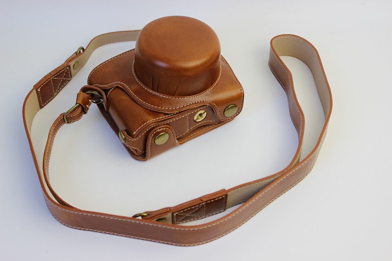 Funda de cuero PU de lujo para cámara Nikon 1 J5, 1J5, lente de 10-30mm, , con correa, batería abierta, nueva: Brown