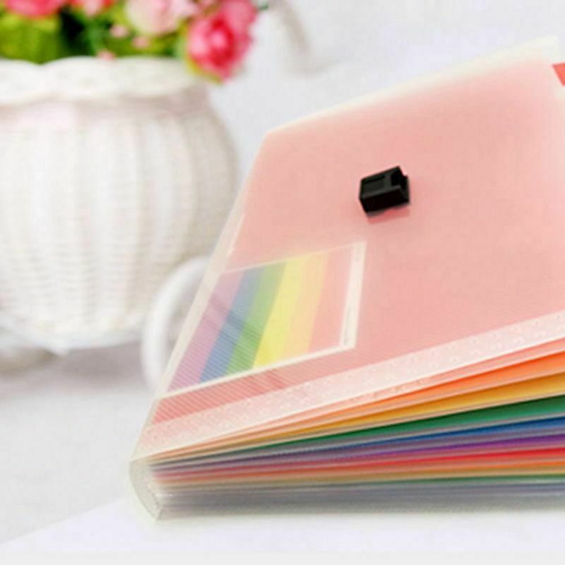 NoEnName 13 Pocket Folder Office Expanding File Colorful A6 File Organizer Storage Document Lot Bag