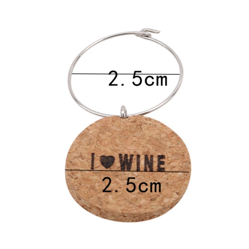 6Pcs Wine Glass Markers Cork Glass Charms DIY Goblet Wine Glass Rings With Wire Hoop Drink Marker For Party Holidays