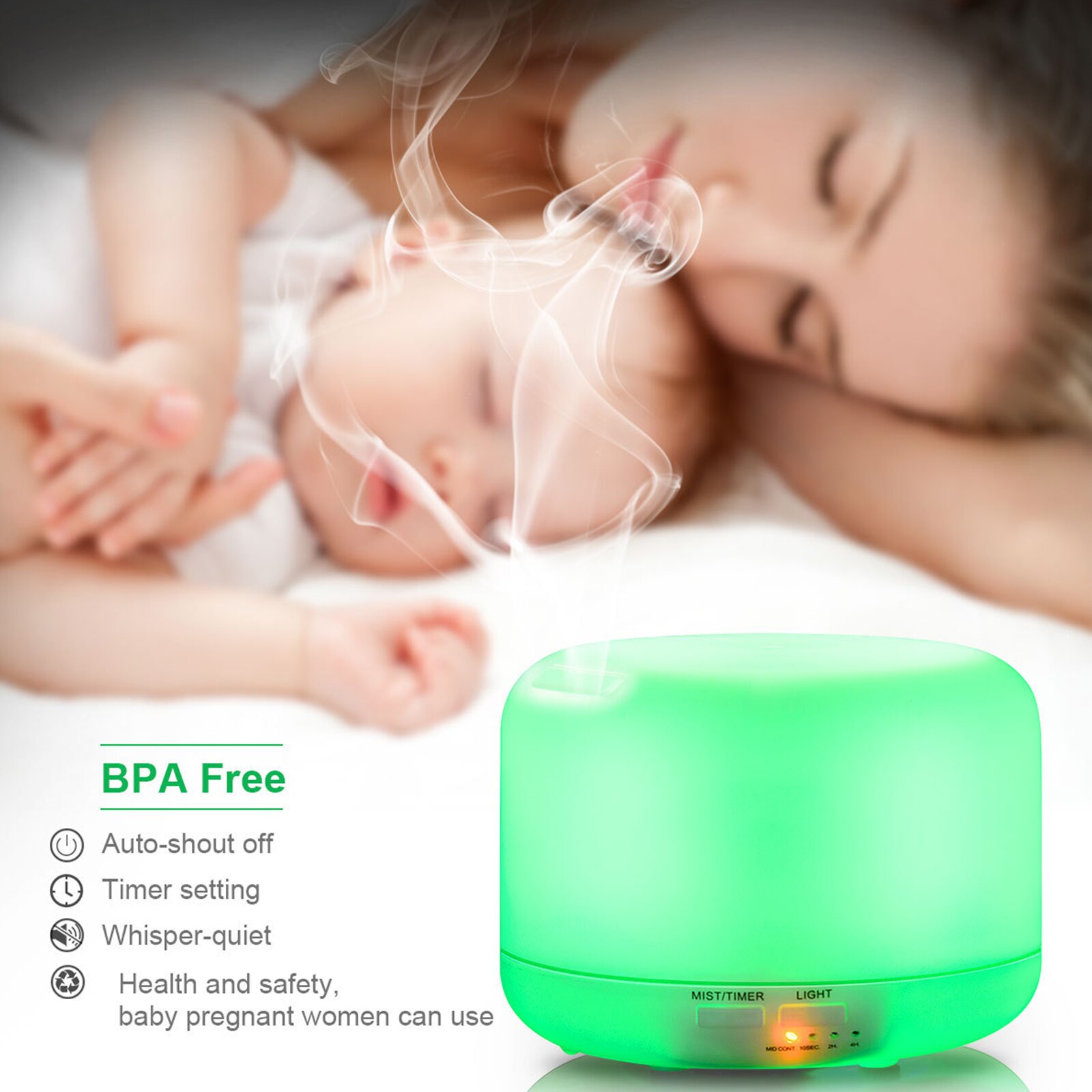 Ultrasonic Essential Oil Diffuser Aromatherapy Humidifiers Diffusers Ultrasonic Cool Mist Maker with LED Night Lamp