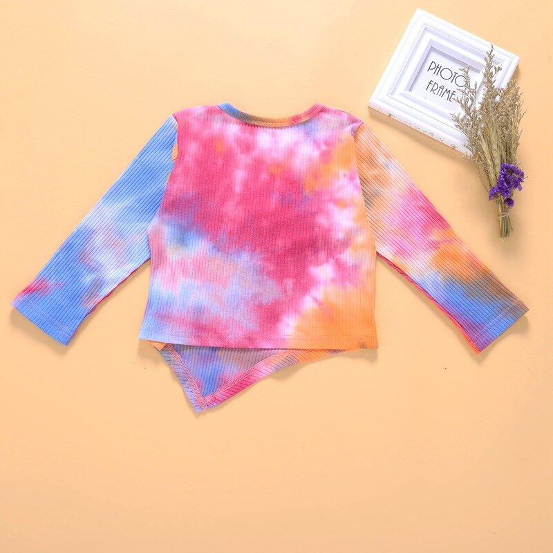Autumn Sweet Princess Wind Tie-dye Gradient Color Girls Round Neck Long Sleeve Bottoming Shirt