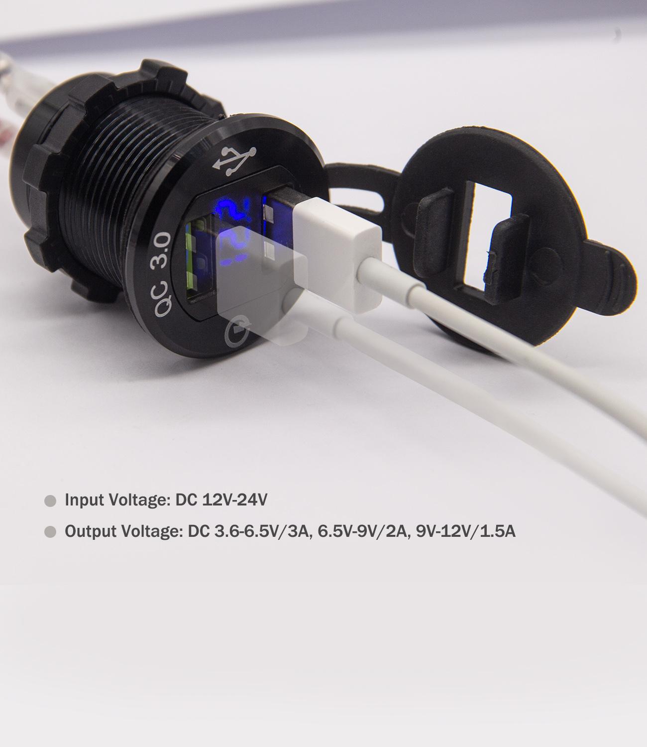 Schnelllade- 3.0 -usb-kfz-ladegerät mit blauer led-digitalanzeige 36w usb-schnellladefunktion für iphone, huawei und xiaomi