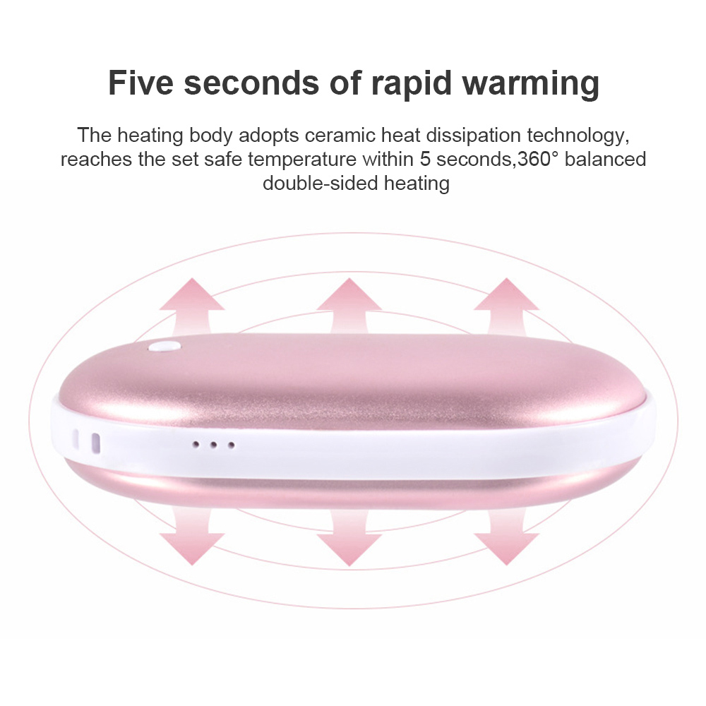 Portátil 5200mAh USB recargable 2 en 1 calentador de manos eléctrico banco de energía de invierno rápido de doble cara de calefacción