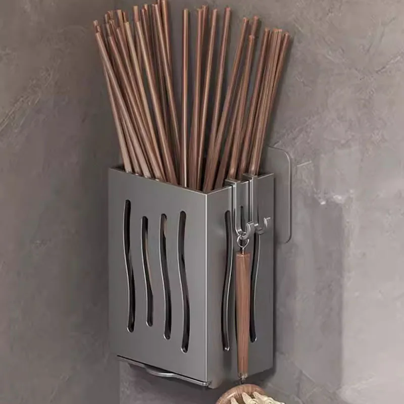 Cutlery Holder Kitchen Tableware Drainer Spoon Fork Chopsticks Storage Basket Rack Multifunctional Kitchen Tableware Organiz: Light Grey