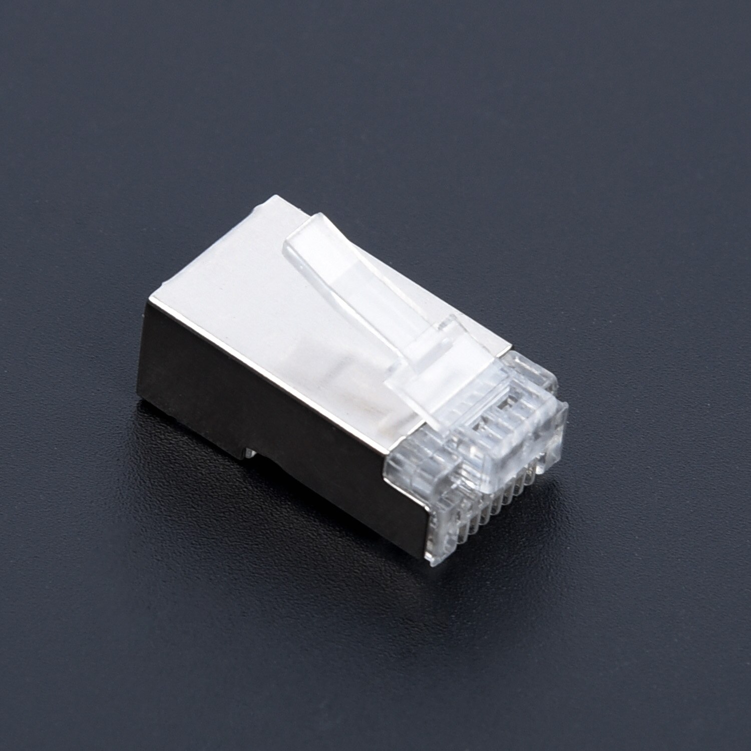 50pcs RJ45 shielded connector cat5e Cat6 3U Hole network rj45 Connector Plugs RJ45 ethernet cable 23AWG Crystal Head 8 Line Slot