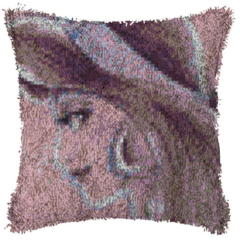 Cartoon Girl Cross StitchLatch Hook Cushion Embroidery 42CM 42CM Kit Pillow Mat DIY Needlework Crocheting Craft: Army Green