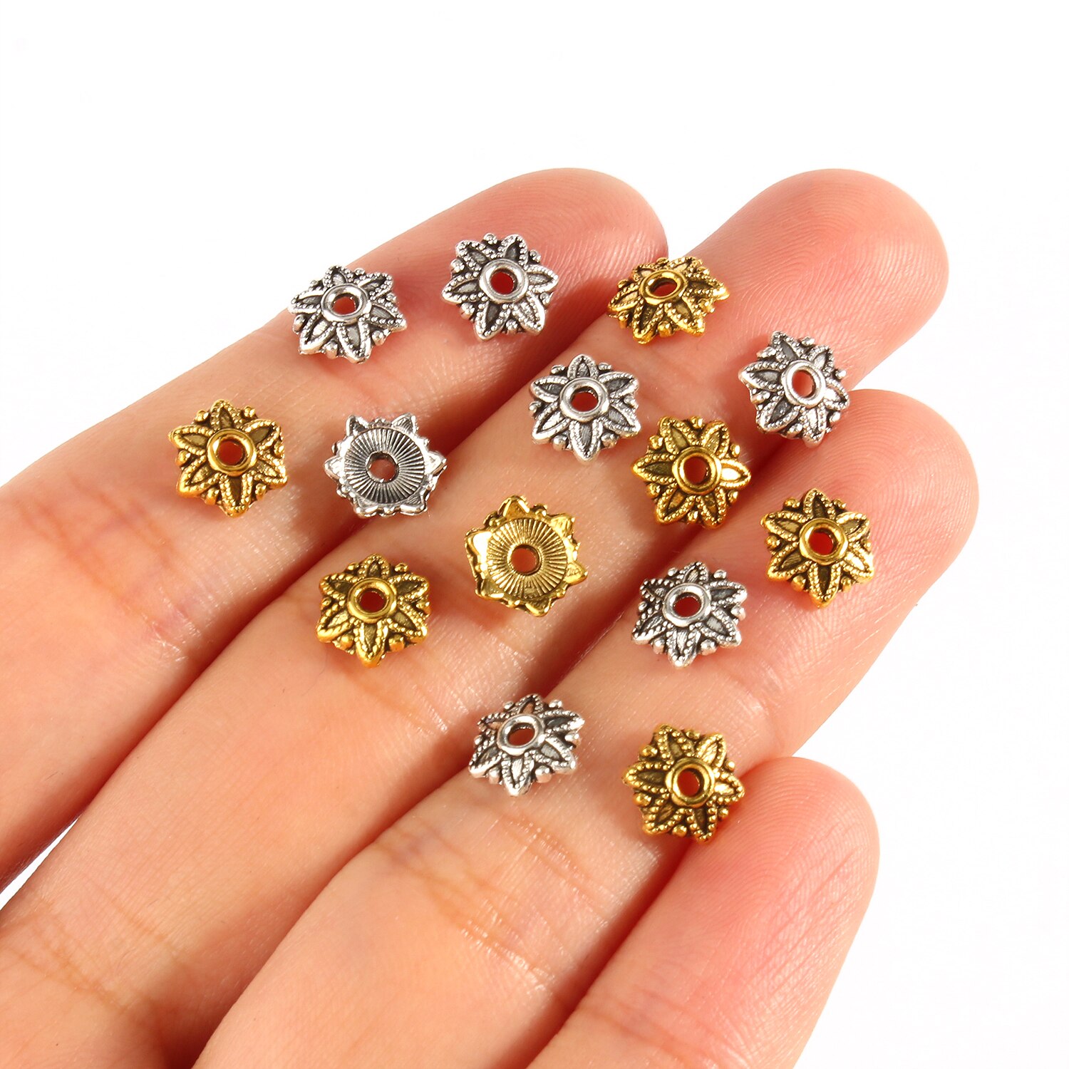 Bouchons de perles de couleur argent tibétain, or Antique, embouts de fleurs, couture pour la fabrication de bijoux, accessoires de bricolage: XL / Or