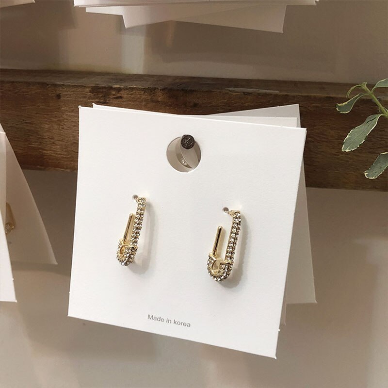 Trendy papirclips sikkerhedsnål øreringe kvinder bling guld metal bryllup statement øreringe smykker øre manchet tilbehør