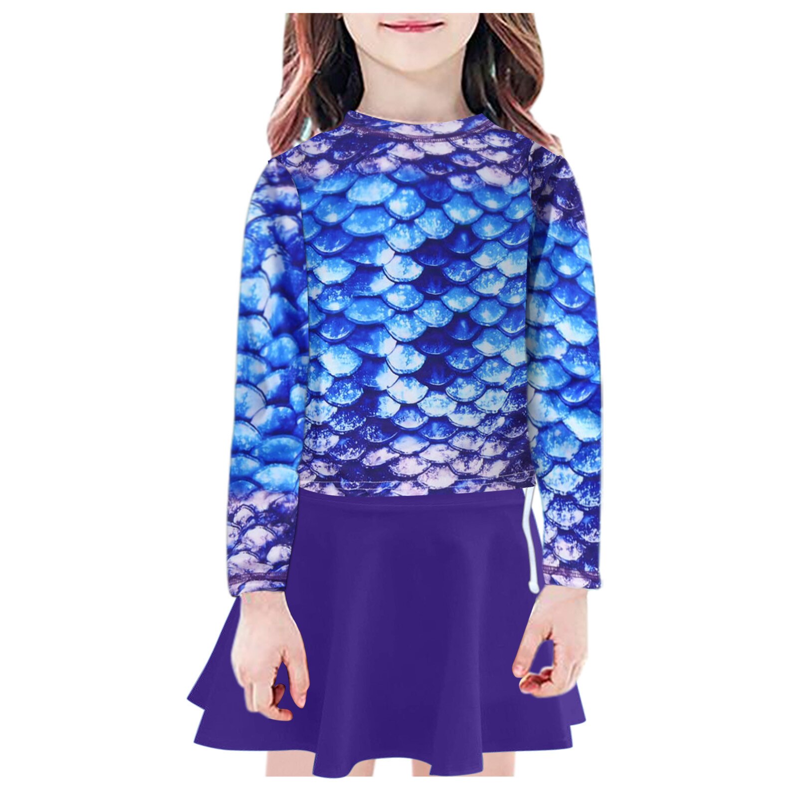 Kids swimwear two piece children swimsuit girls mermaid bathing suit cute bikinis long sleeve baby swimming clothing set: 140