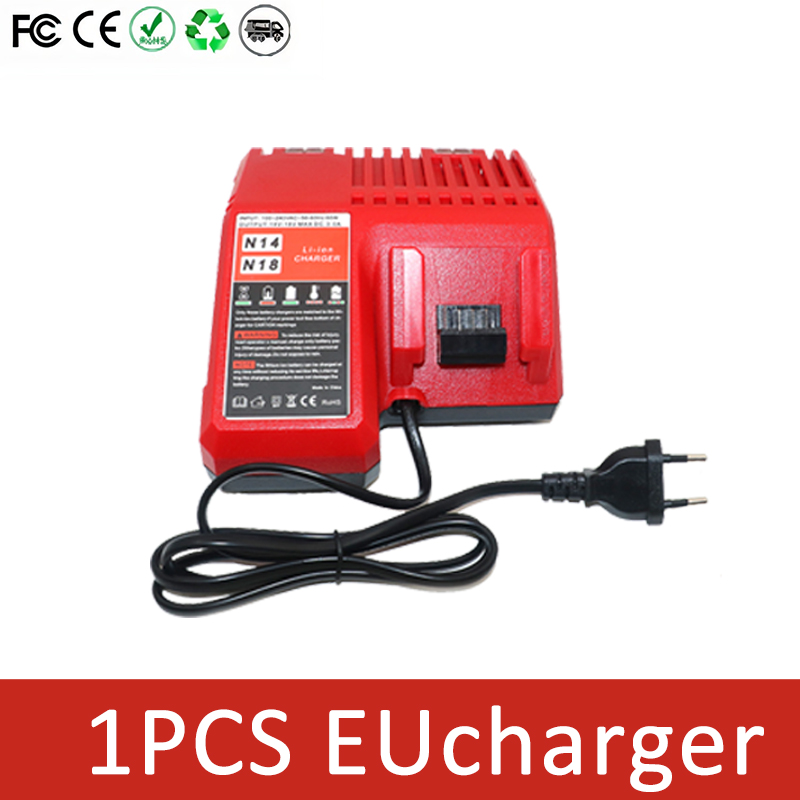 6000mAH/12000mAH For Milwaukee M18 18V Replacement For Milwaukee M18B5 XC Li-ion battery 48-11-1815 2604-20 48-11-1850 charger: Ivory