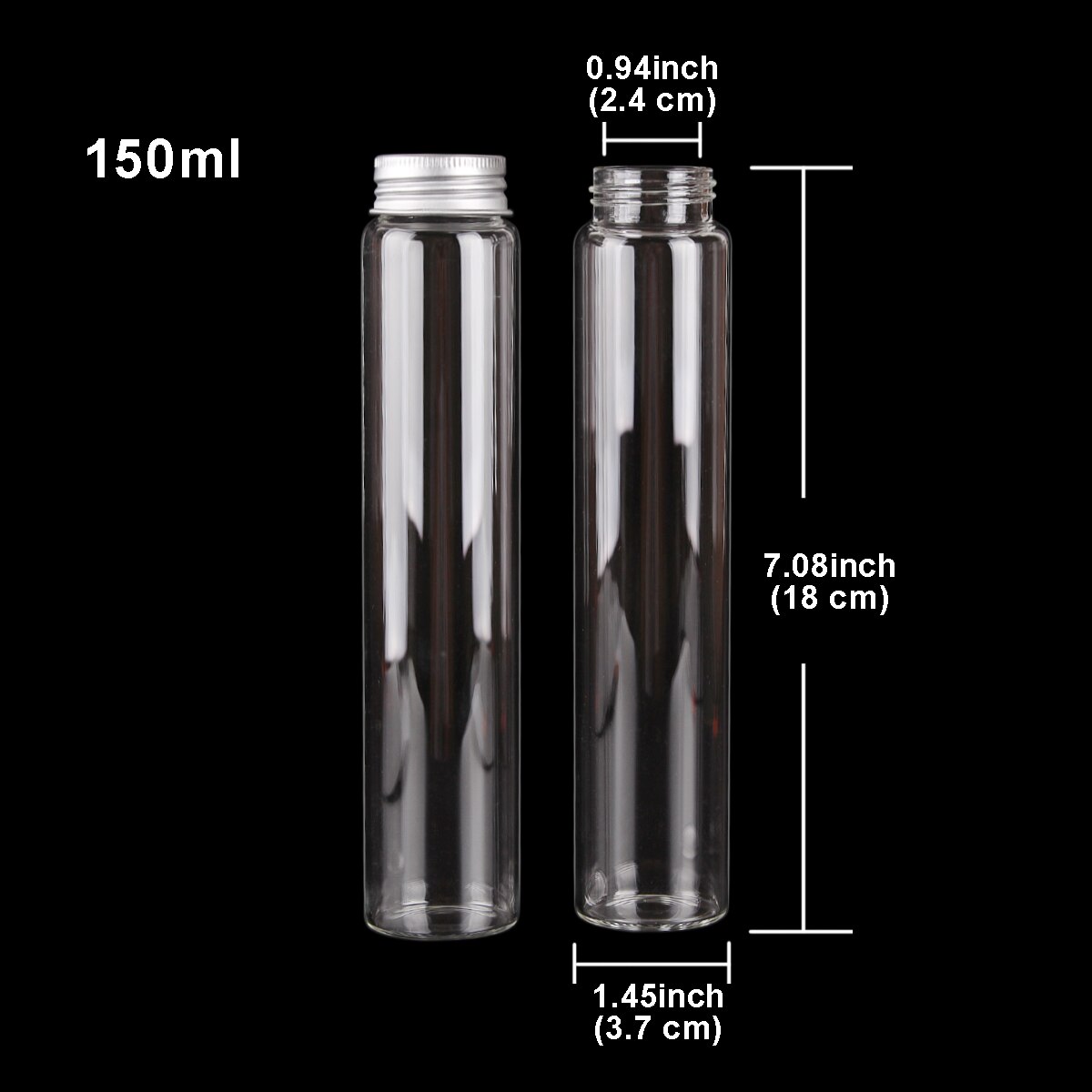 15pcs 20ml-150ml Glass Bottles with Aluminum Lids Diameter 37mm Candy Jars Pill Container 9 Sizes U-pick