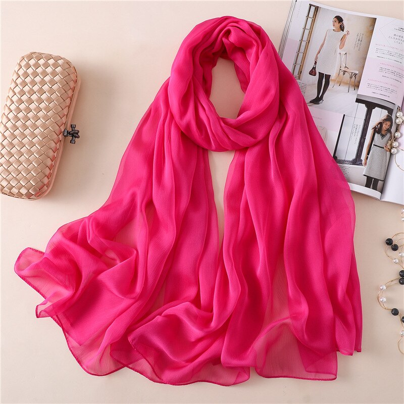 2022 Brand Women Scarf Solid Summer Silk Scarves Lady Shawl Wrap Large Size Beach Stoles Pashmina Foulard Hijab: BS13-10