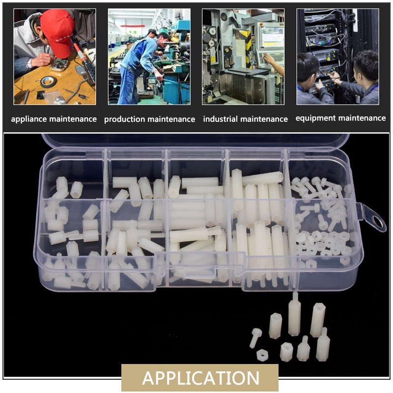 120 Pcs M2 Hex Nylon Spacer Standoff Schroef Witte Mannelijke Vrouwelijke Afstand Plastic Moer Assortiment Kit