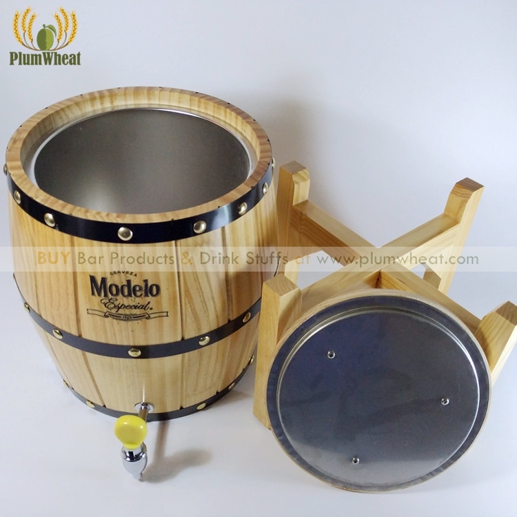 5 Liters OAK Wood Beer Barrel Dispenser with Stainless Steel Liner BT40