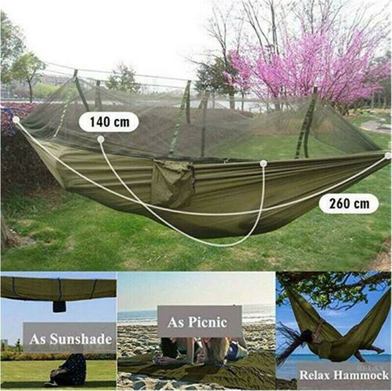 Dubbele Outdoor Persoon Reizen Camping Opknoping Hangmat Bed W/Klamboe Set