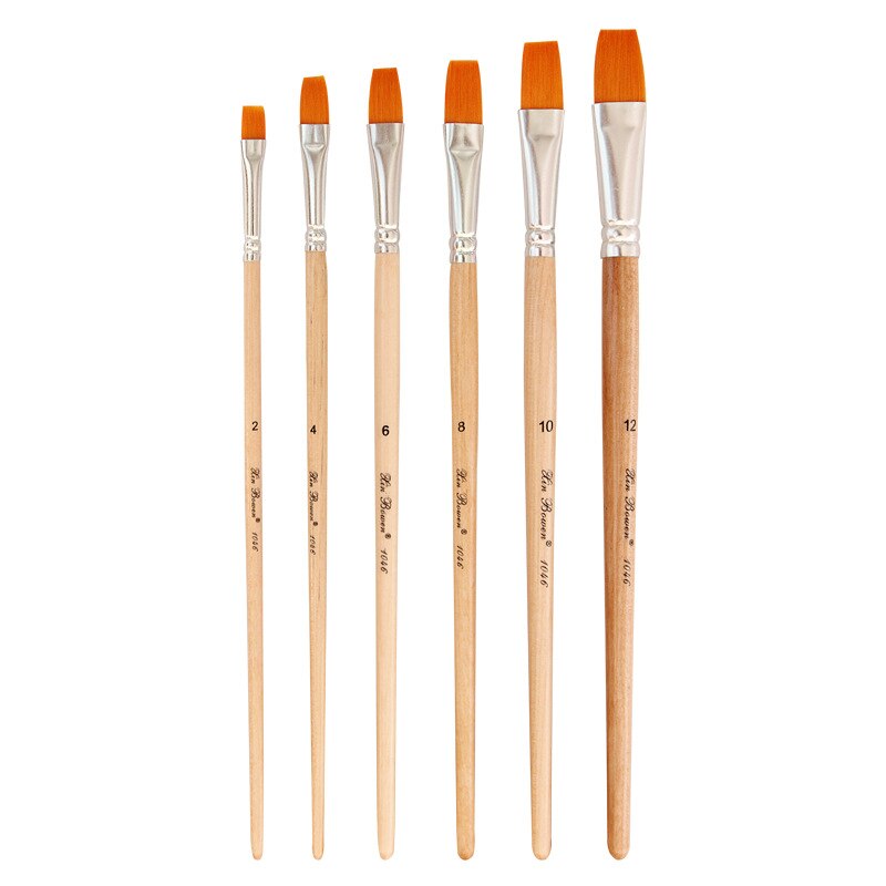 6 st/set akvarell gouache pensel, rå trä olik form rund spets nylon hår målarpensel set konsttillbehör