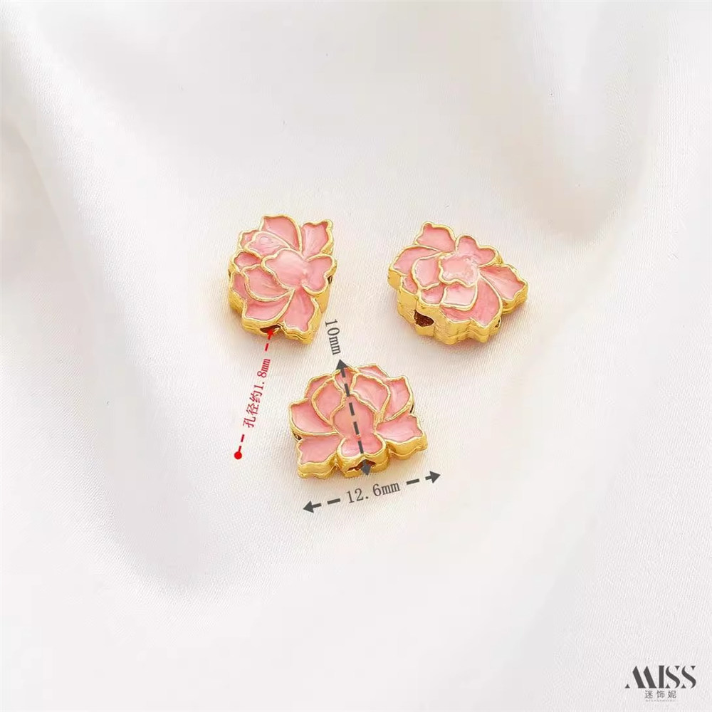 Strong Color Retention Rouge Pink Jingtai Blue Lotus Blessing Peach Blossom Bead Diy Bracelet Necklace String Jewelry Accessorie: Black Gun Plated