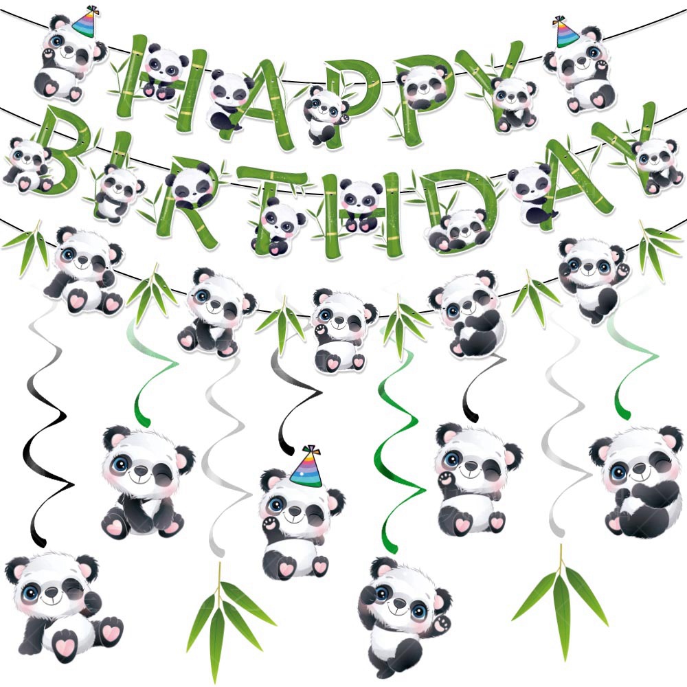 Cartoon Panda Party Decorations Foil Balloons Paper Plate Cup Disposable Tableware Set Kids Birthday Party Baby Shower Supplies
