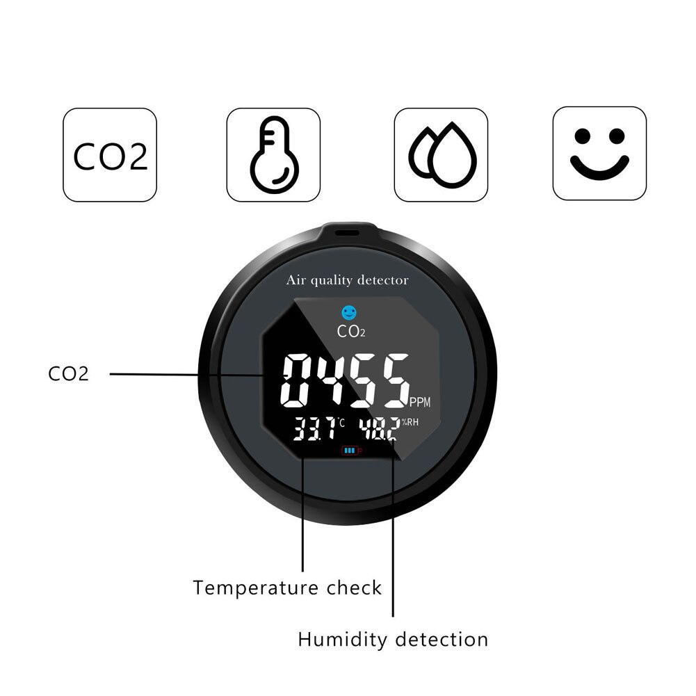 Draagbare CO2 Detector CO2 Sensor Luchtkwaliteit Monitor Multifunctionele Thermohygrometer Digitale Lucht Detector Air Analyzer