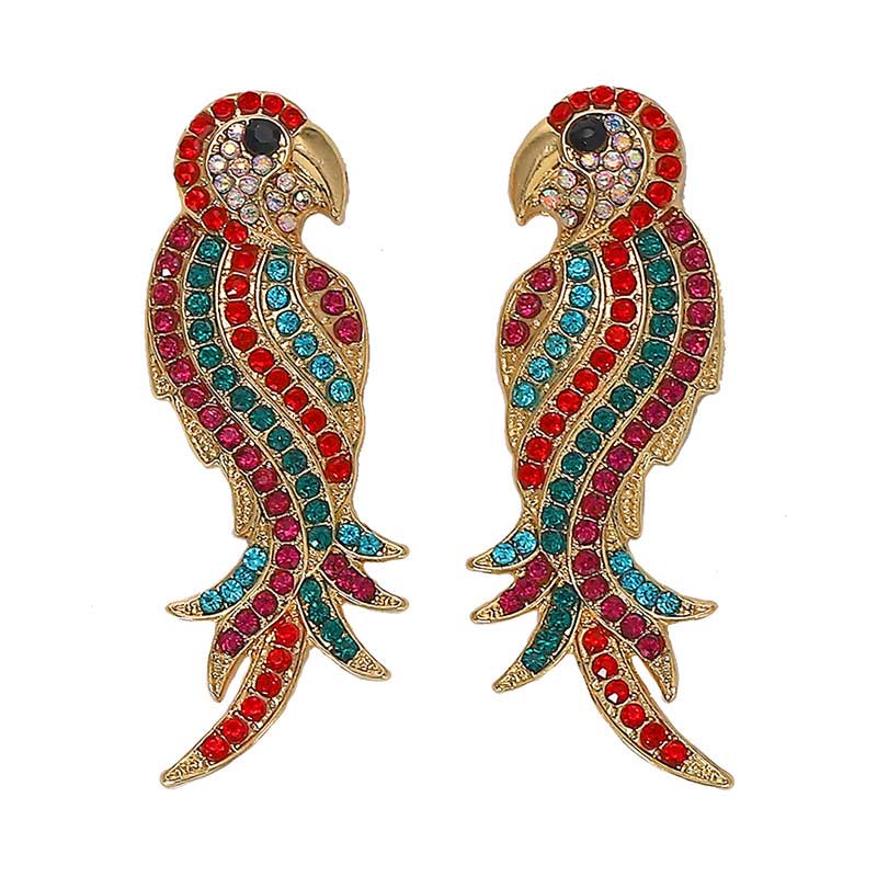 Dvacaman Schichten Kristall Vogel Ohrringe Papagei Strass Boho groß Baumeln ErkläSprosse Ohrringe für Frauen Hochzeit max Schmuck