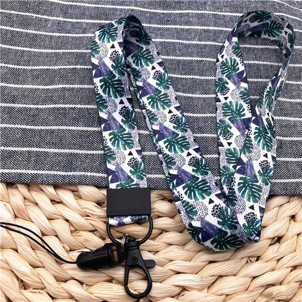 10Pcs/Lot Summer Flower Print Phone Lanyard Straps For Camera Mobile Phone ID Card Long Hanging Rope String Keychain Neck Strap: 001