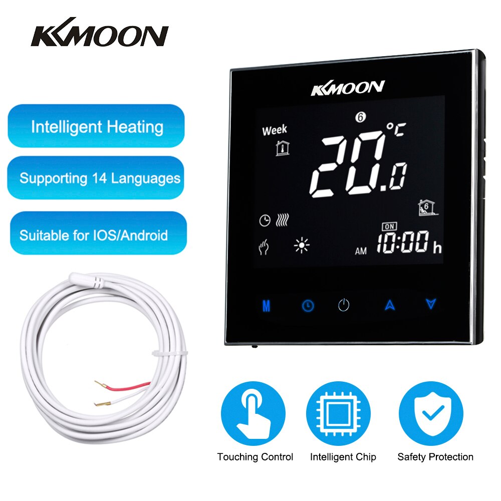 Termostatos digitales KKmoon, termostato de calefacción para suelo, sistema de calefacción eléctrica, Sensor de aire de suelo, control de temperatura WiFi