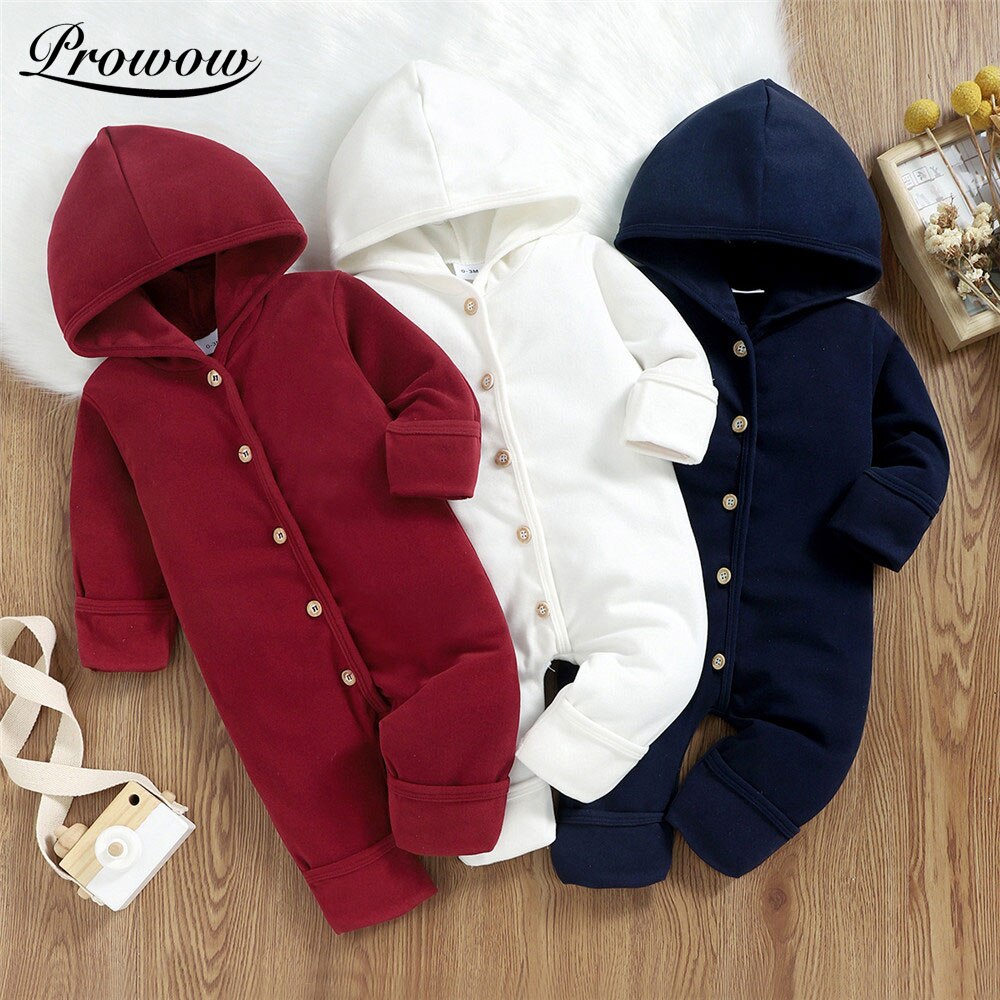 Prowow autunno e inverno vestiti per neonato pagliaccetti per neonati cotone + fibra di poliestere abbigliamento per neonato vestiti per ragazzo ragazza indumenti da notte con cappuccio