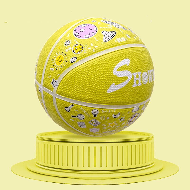 Youth Basketball Size 7/5/4/3 For Indoor Outdoor Bouncy Rubber Basketball For Kids Girls Boys Basketball: Yellow Size5