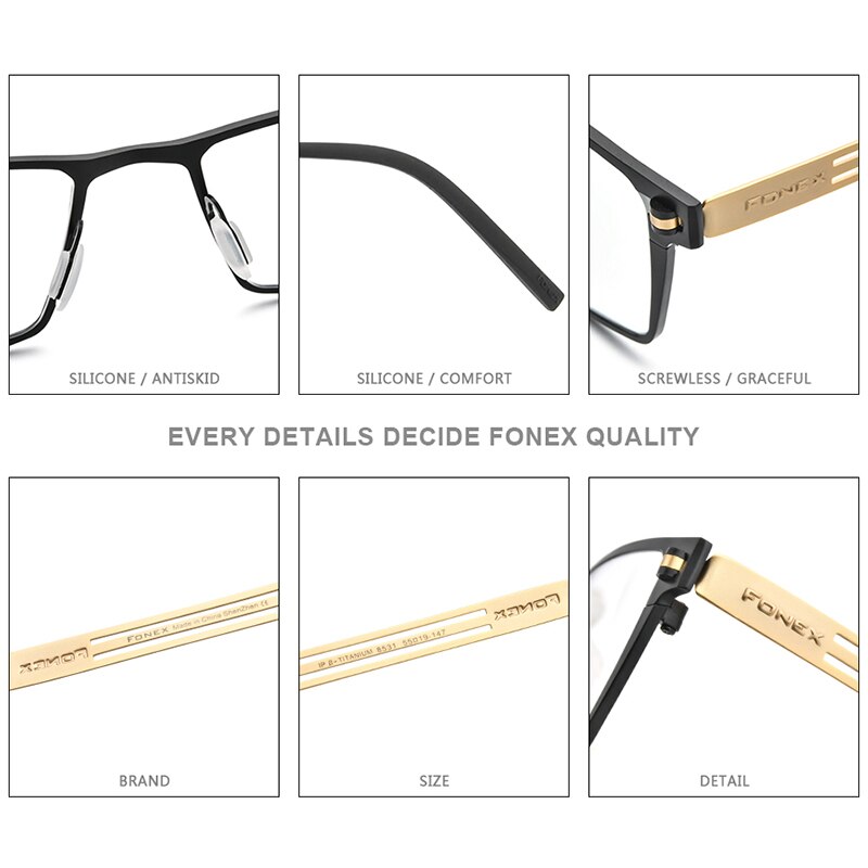 FONEX-monture de lunettes en titane pur pour hommes et femmes, monture carrée, monture de lunettes, pour myopie optique sans vis, nouvelle recette