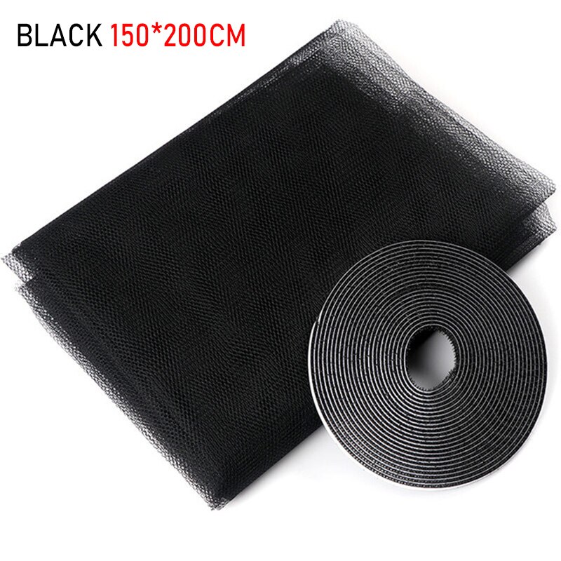 Self-installing and Disassembling Velcro Screens Door Curtains Mosquito Fly Ventilation Non-magnetic Fly Mosquito Window Screen: Black1.5x2.0m