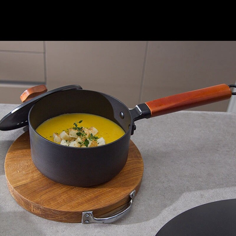 Olla de sopa de hierro fundido de 16cm y 2 l, olla antiadherente para calentar leche, sartén antiadherente para cocina, sartén pequeña para cocina de inducción de Gas