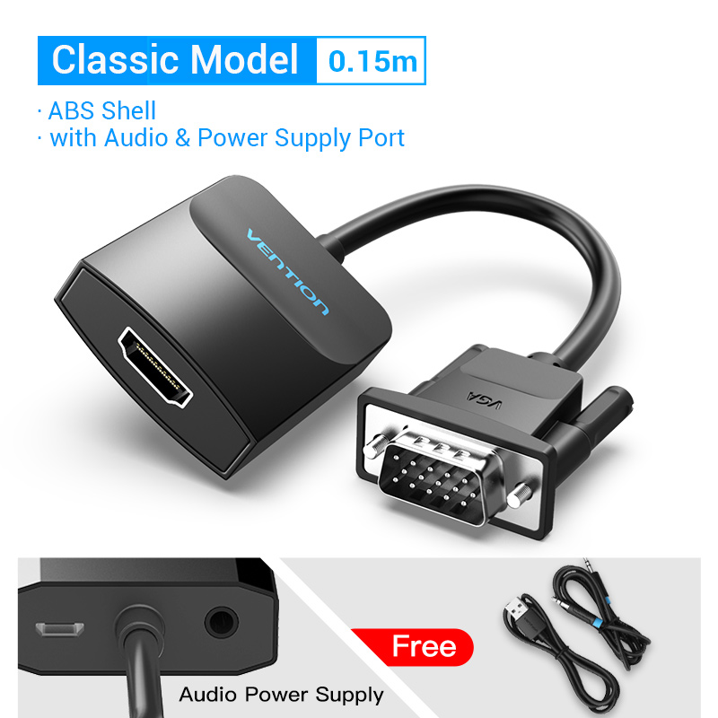 Ventie VGA naar HDMI Converter Kabel Analoge AV naar Digitale Converter Adapter met Audio 1080P voor PC Laptop naar HDTV Projector: Grey