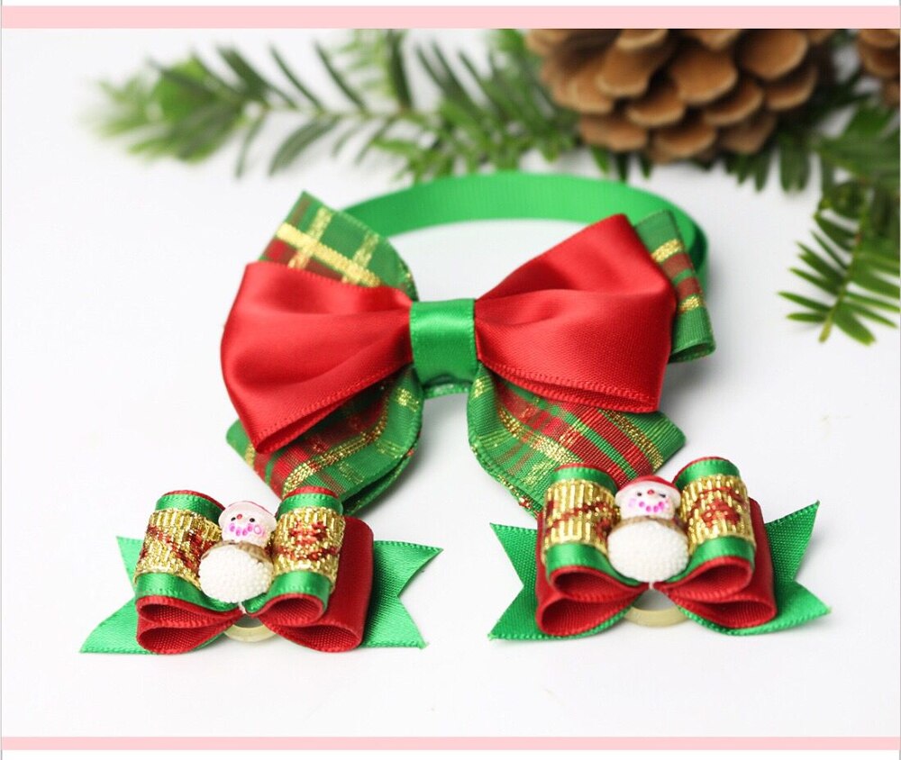 Accesorios de Navidad para mascotas corbata de perro y gato suministros para mascotas cachorros de peluche gatos miniatura accesorios para mascotas collar