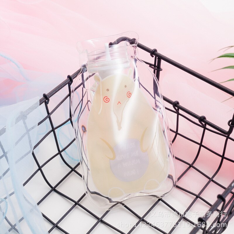 Kreskówka druk kolorowy przezroczysta poduszka elektryczna torba robić wtrysku gorącej wody butelka gorącej wody ciepły dom przenośne nawadnianie Han: mały żółty