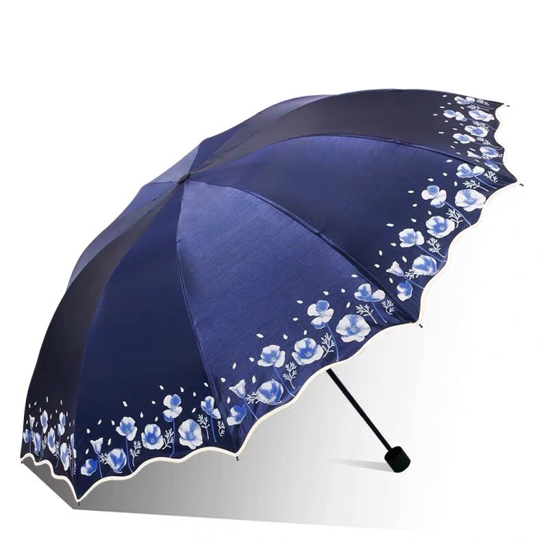 106cm stora parasoll regn kvinnor blomma fällbara dubbel parasoll tjej lätta kvinnliga uv-skydd paraplyer