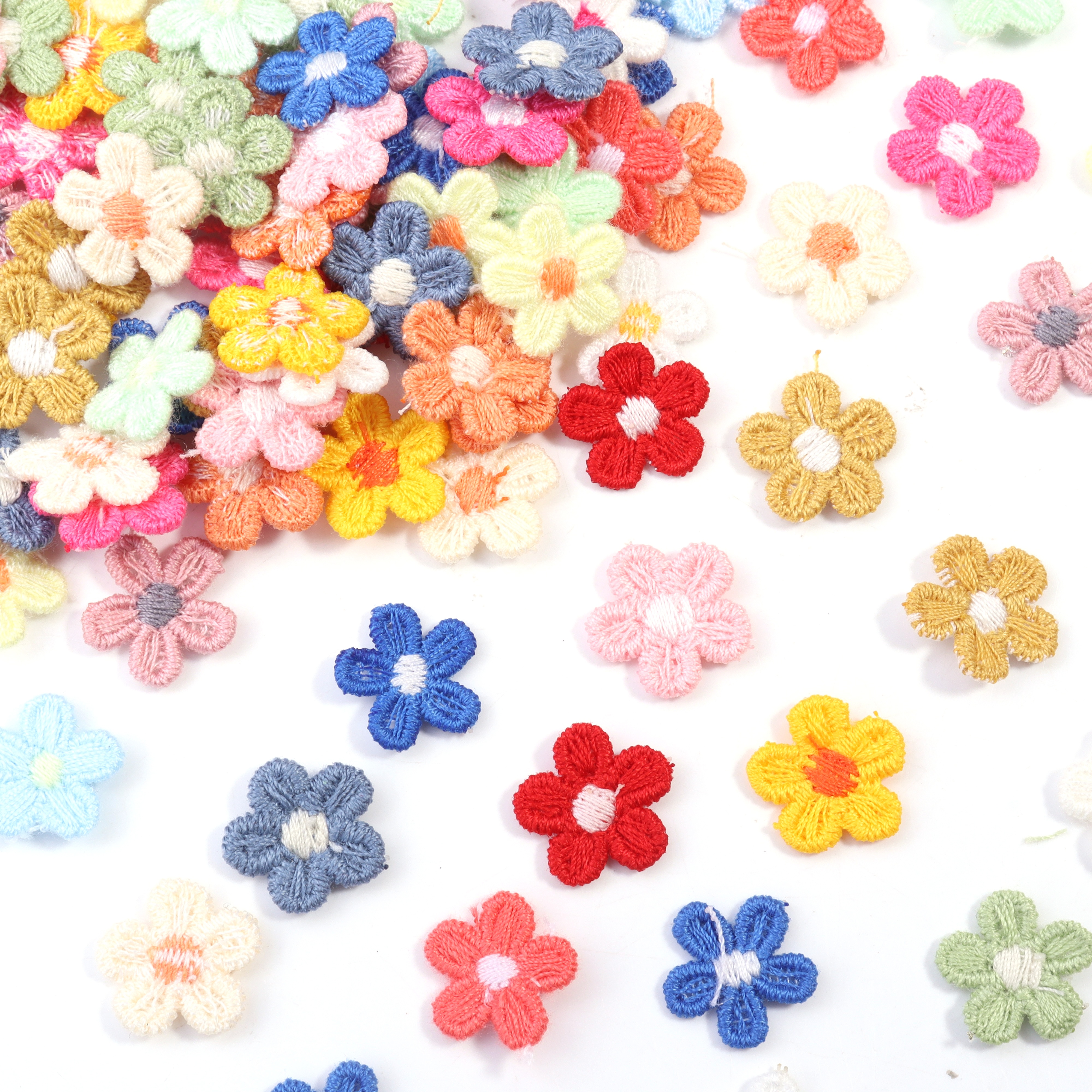 30Pcs Multicolor Flower Appliques Lace Floral Flower Embroidery Patch DIY Sewing Clothes Headwear Wedding Home Decorate Supplies